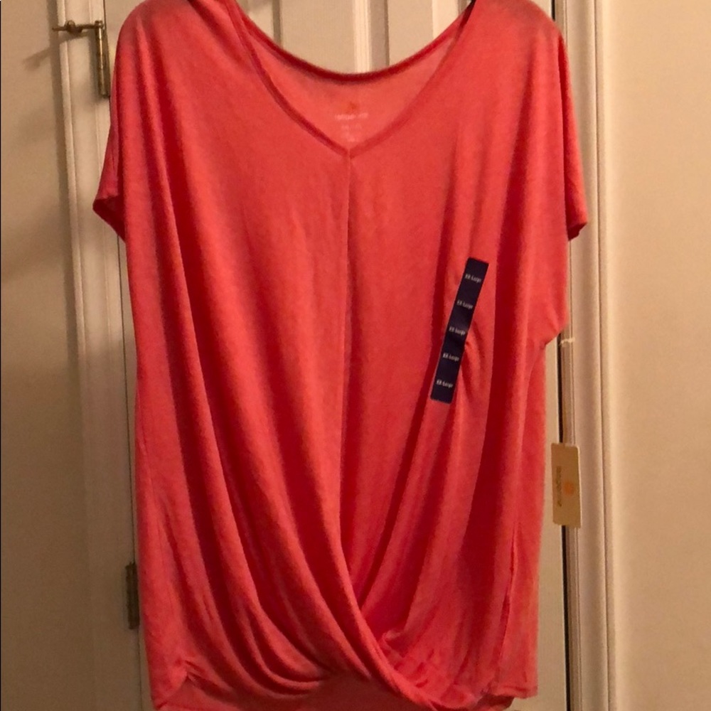 Tangerine Heathered Rose Workout Tee XXL